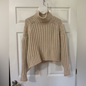H&M Chunky Ribbed Turtleneck Sweater - Cream